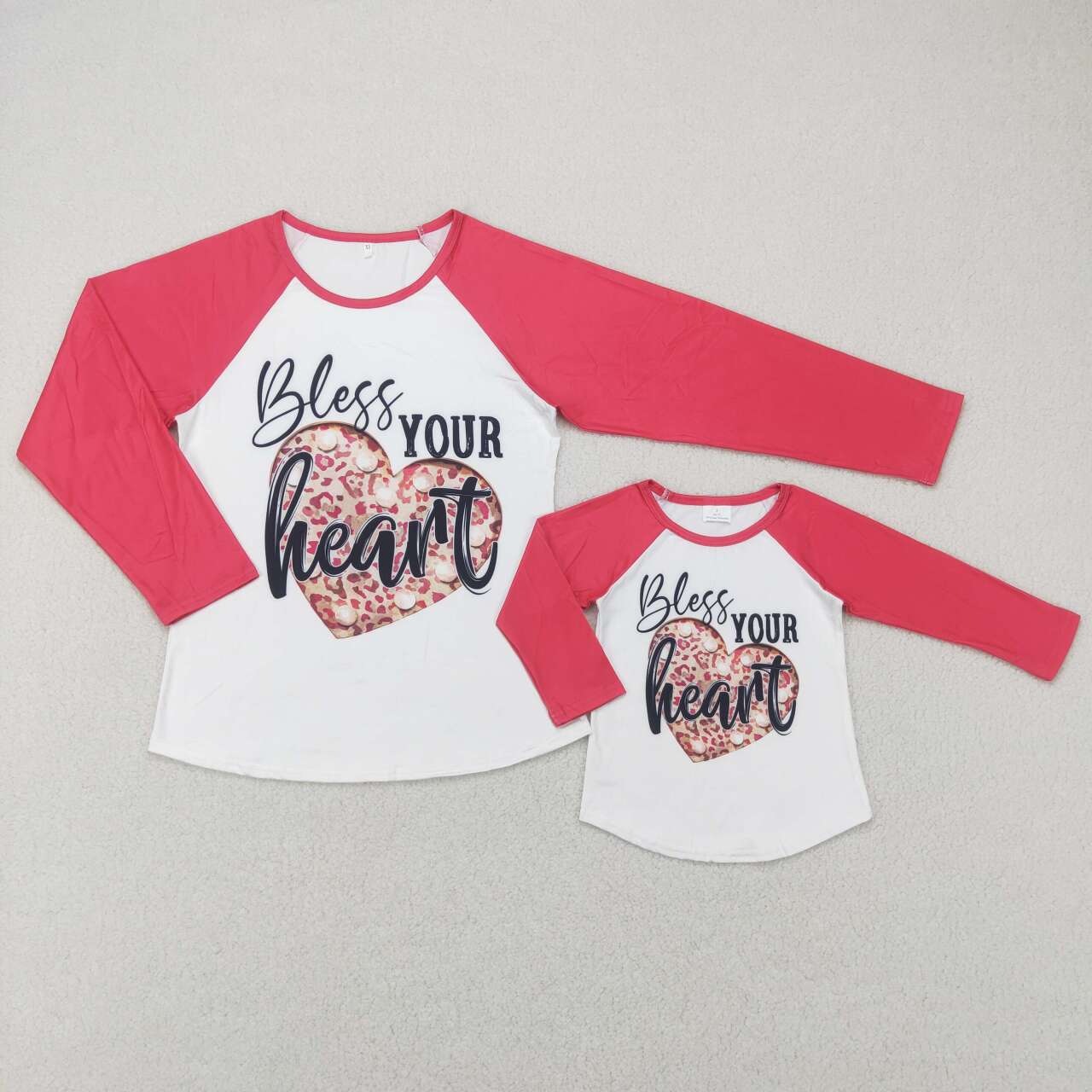 mama and me Valentine's Day Bless Your Heart Long Sleeve Top