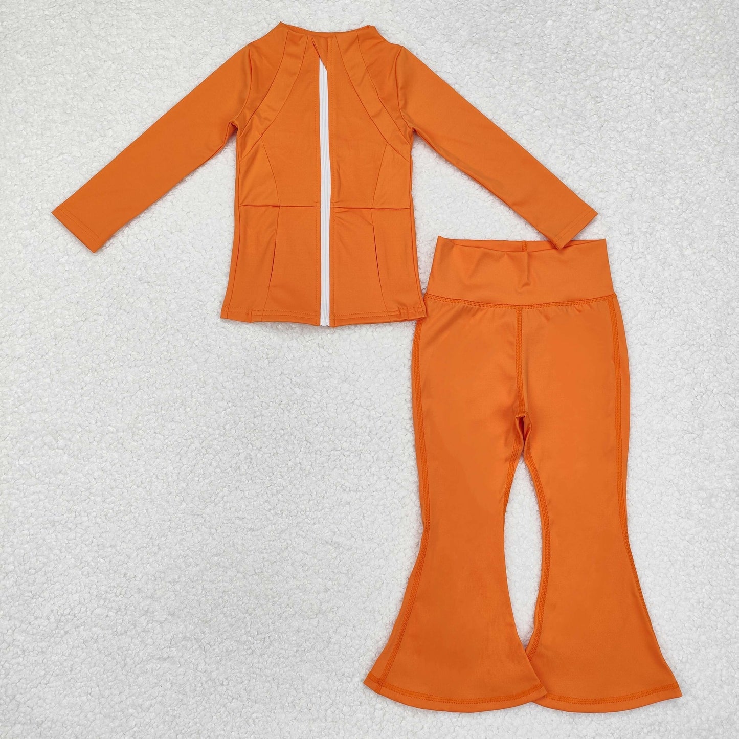 GLP2117 orange zipper long sleeve pants girls ser active wear athletic