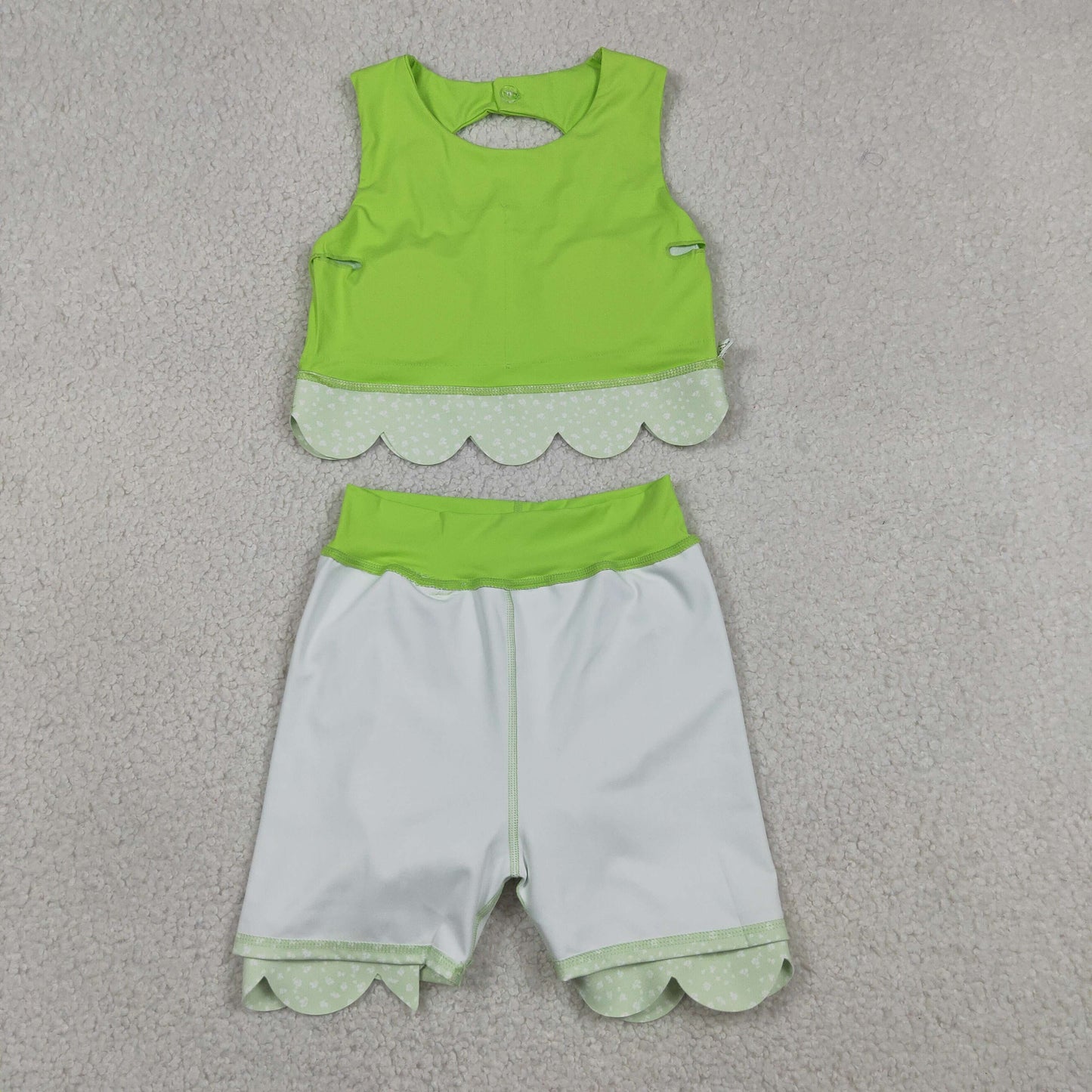 GSD3322 Yoga Solid Color Mint Green Sleeveless Bows Skorts Girls Set