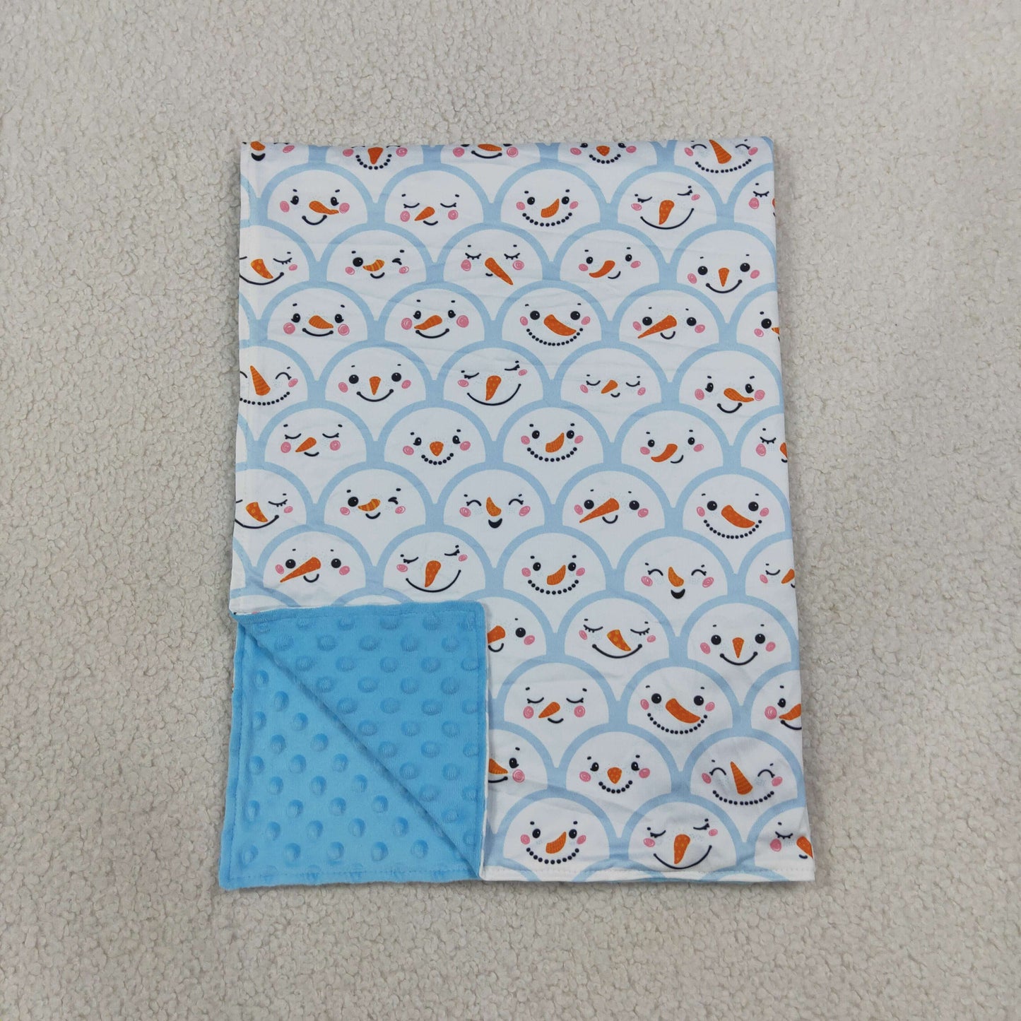 BL0267 Christmas Snowman Blue Baby Blanket