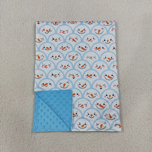 BL0267 Christmas Snowman Blue Baby Blanket