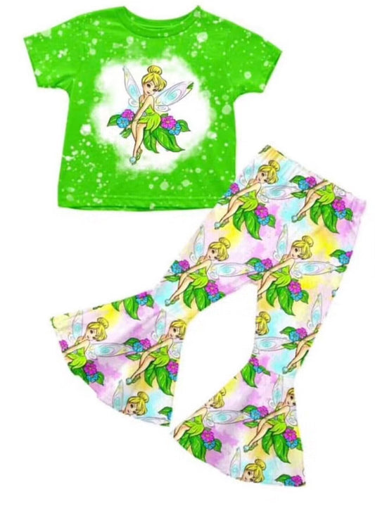 custom cartoon spirit green short sleeve pants girls set