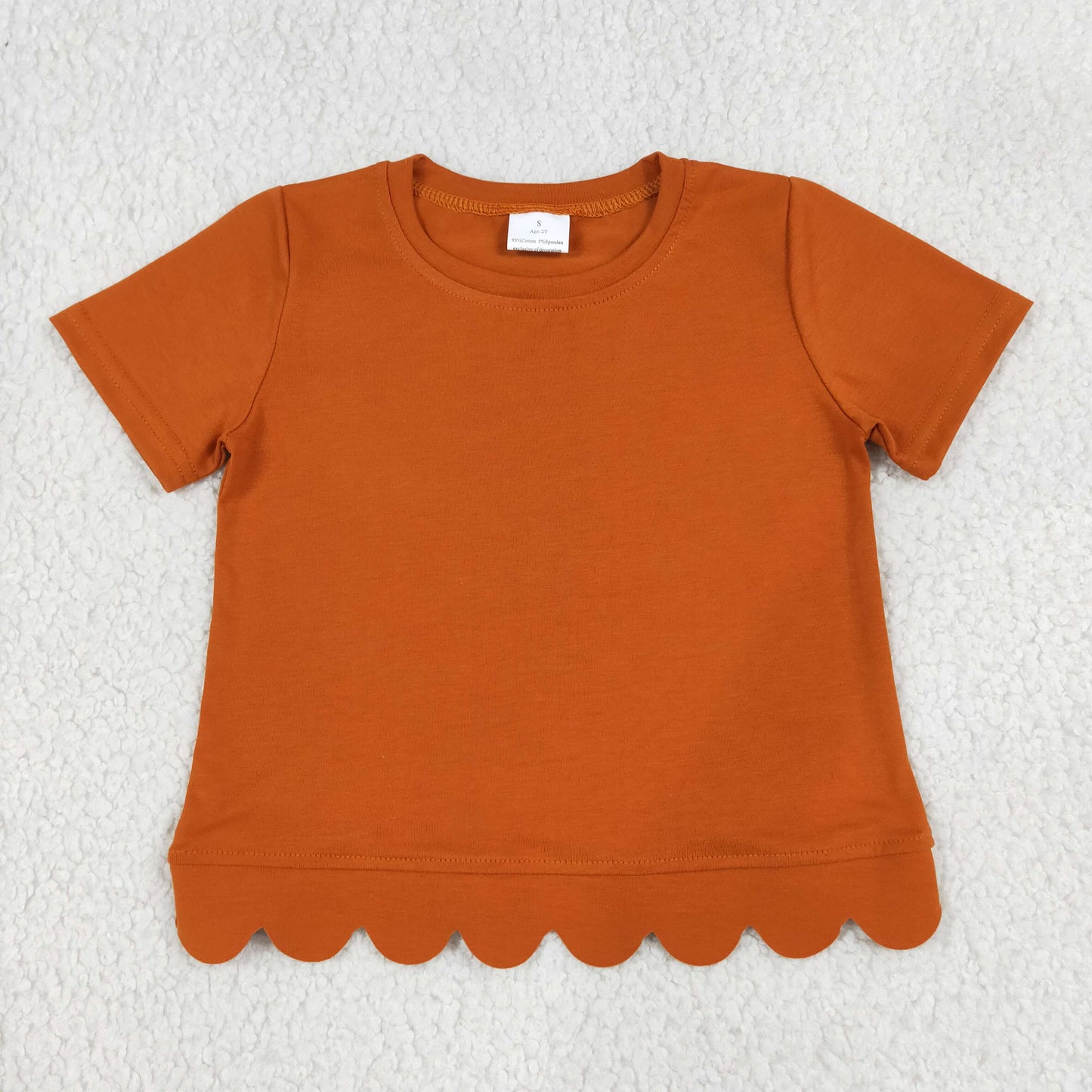 GT1775 Scallop Orange Short Sleeve Girls Top