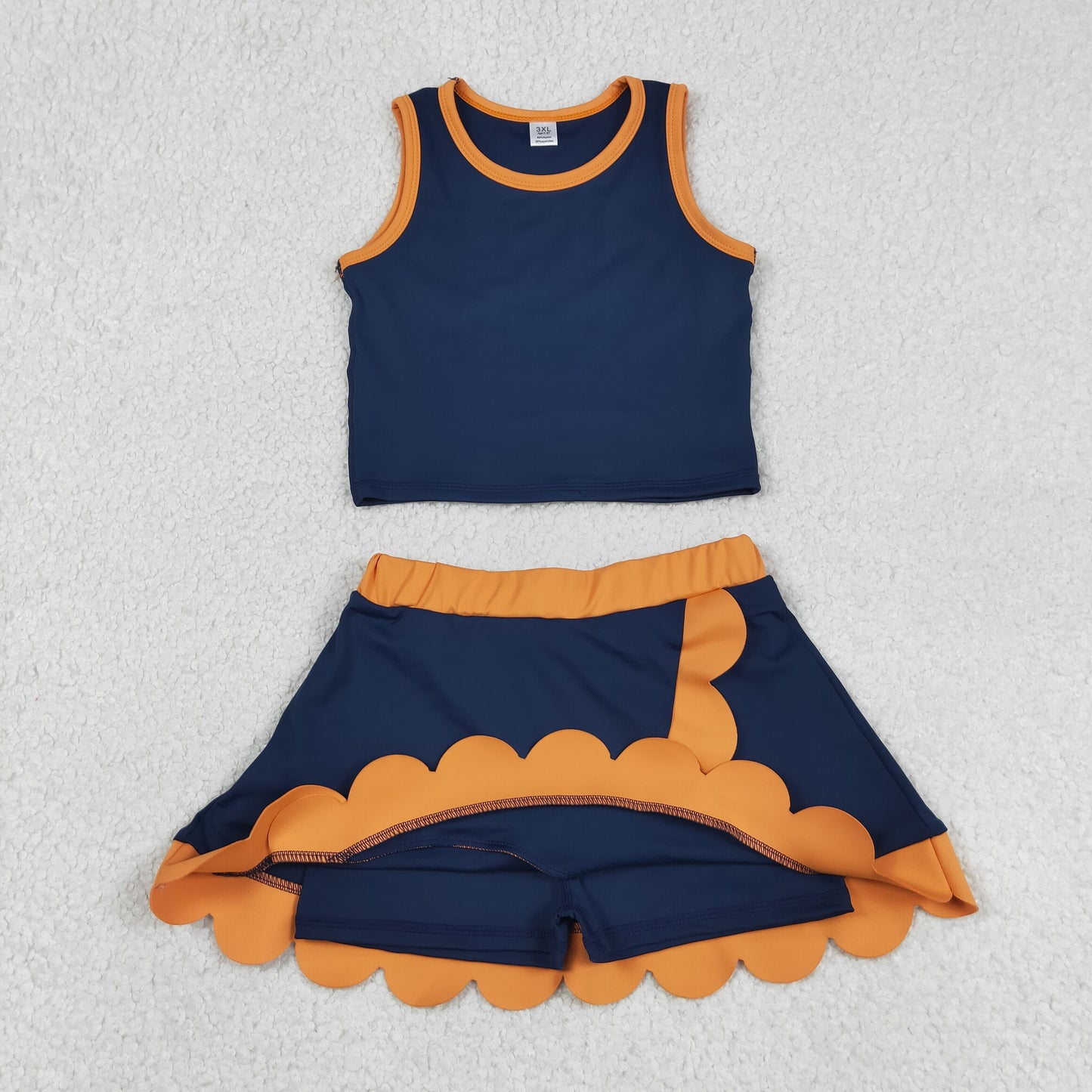 GSD4017 Yoga Navy Blue Sleeveless Skorts Girls Set