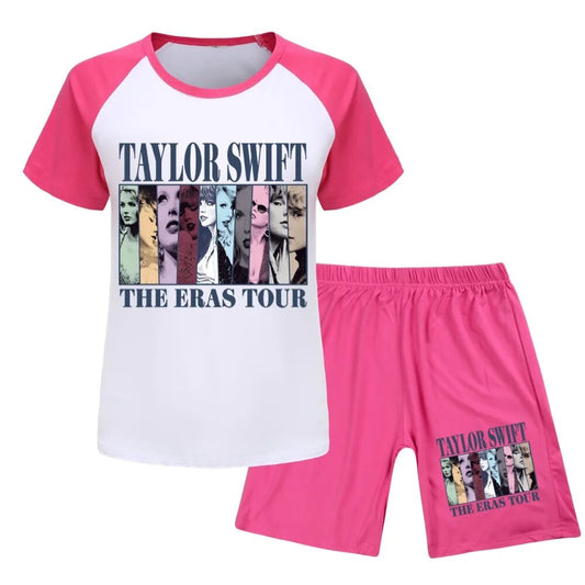 Custom style Country singer the eras hot pink short sleeve shorts adult set