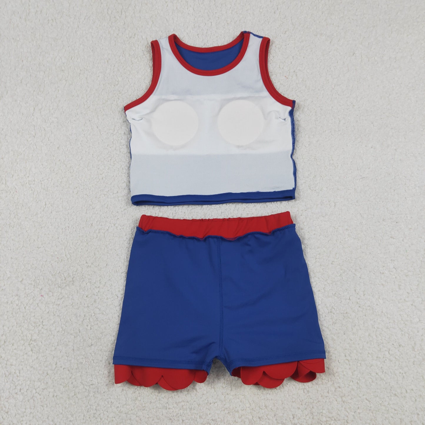 GSD4096 Yoga Cartoon Princess Navy Blue Sleeveless Skorts Girls Set