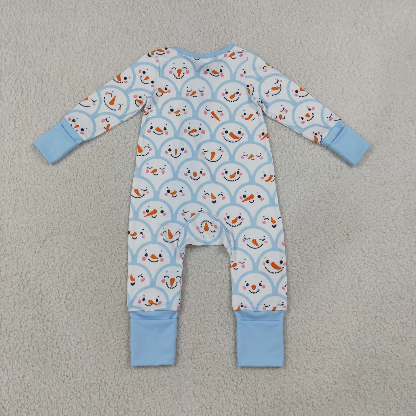 LR3166 Christmas Santa Blue Zipper Long Sleeve Girls Romper