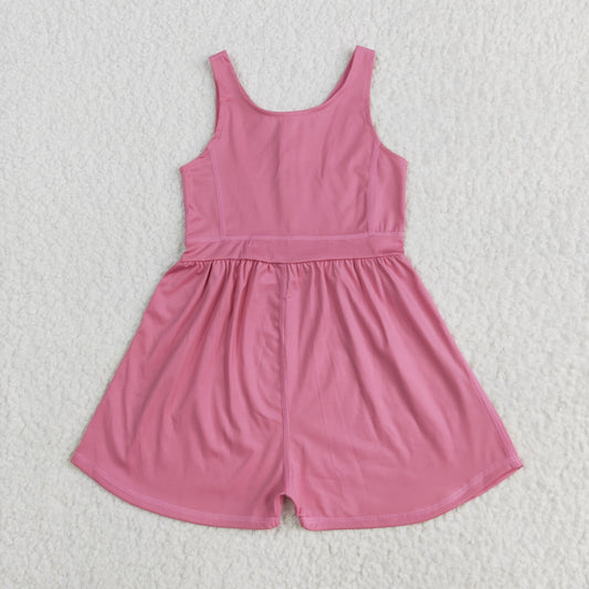 SR3024 yoga solid color pink girls jumpsuits