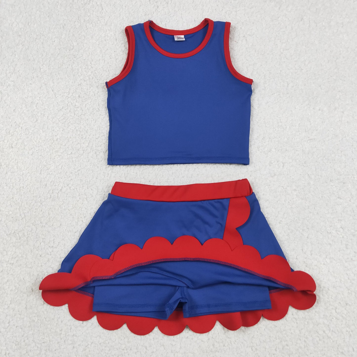 GSD4096 Yoga Cartoon Princess Navy Blue Sleeveless Skorts Girls Set
