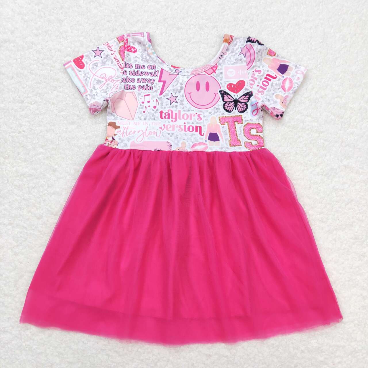 GSD0981 country singer hot pink short sleeve girls dress