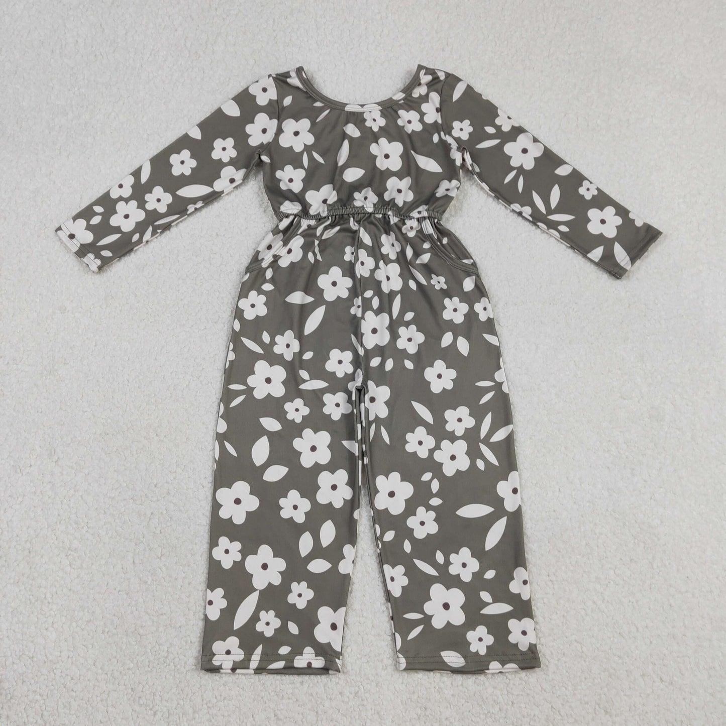 LR2828 flowers green long sleeve girls jumpsuits