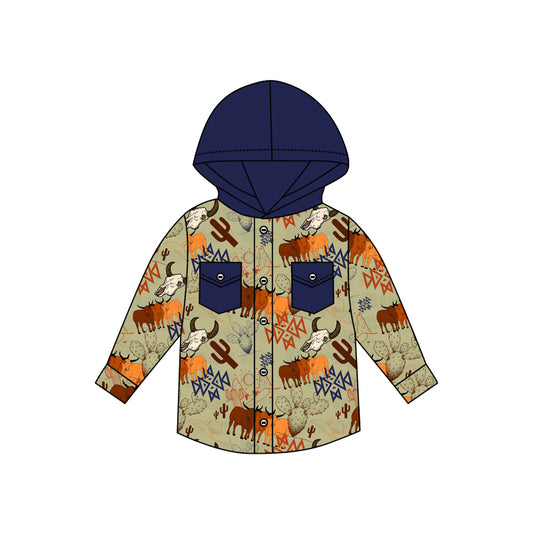 preorder BT0361 Western cow cactus hoodie boys top