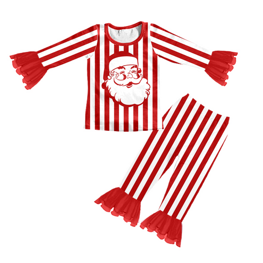 custom S 9.2 Christmas Santa Claus red striped girls set