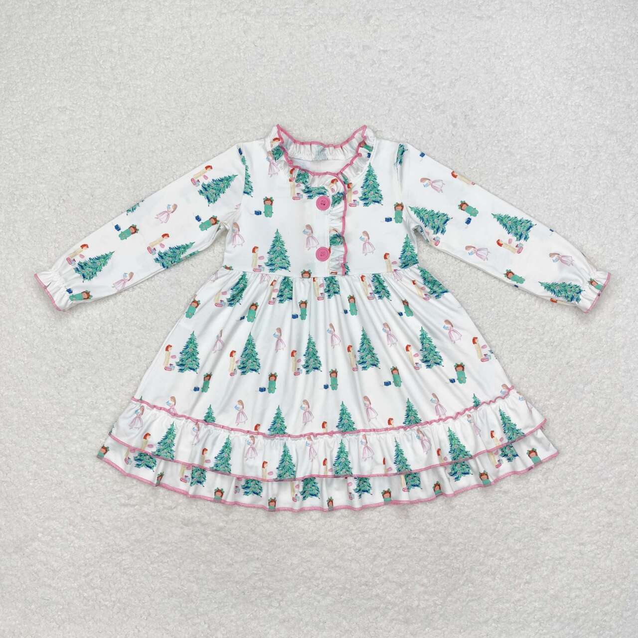 GLD0622 Christmas tree baby long sleeve girls dress