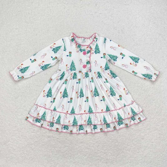 GLD0622 Christmas tree baby long sleeve girls dress