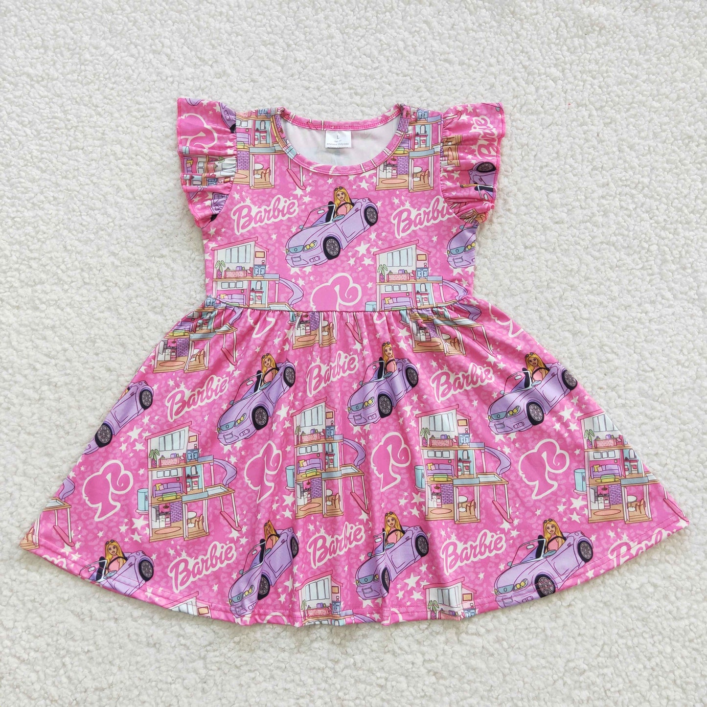 GSD0465 BA pink flutter sleeve girls dress