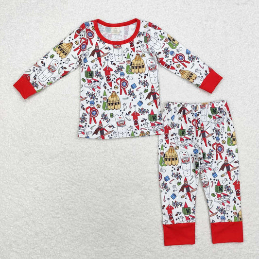 bamboo BLP0722 Christmas cartoon sprite long sleeve pants boys pajamas