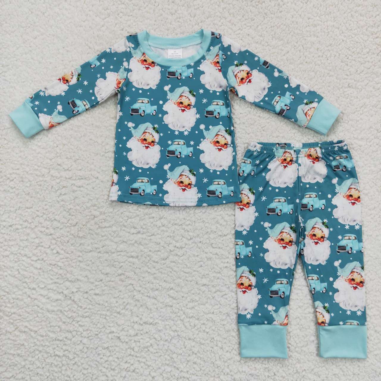 BLP0325 Christmas Santa Claus green long sleeve pants boys pajamas