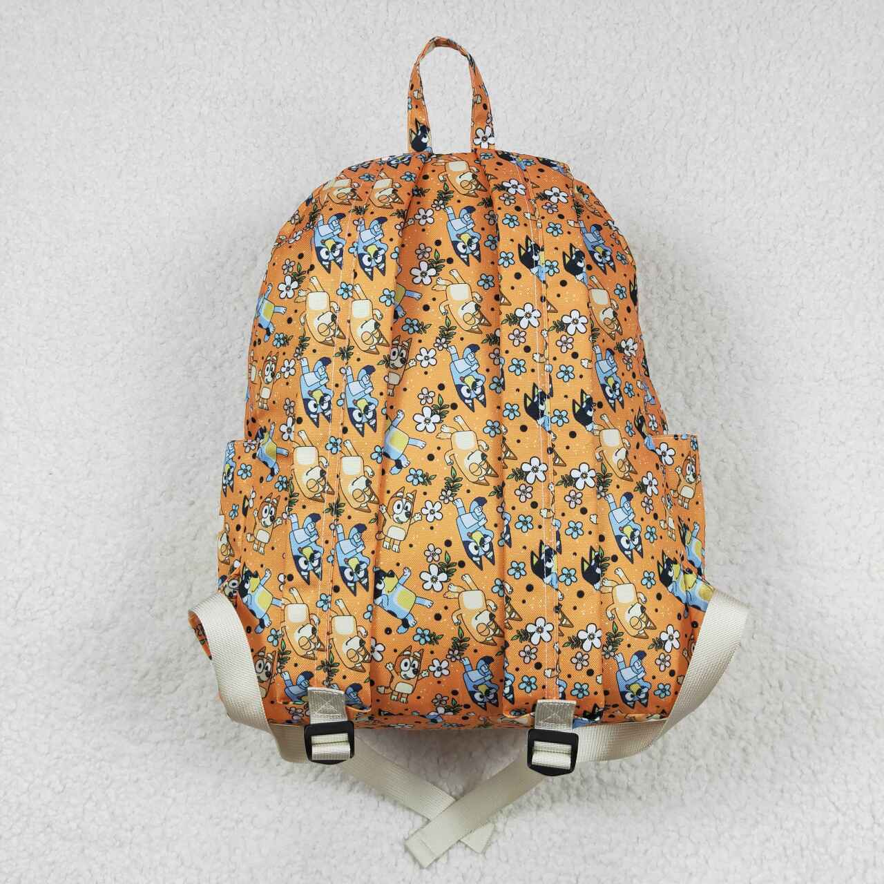 BA0213 cartoon blue dog flowers orange kids bag