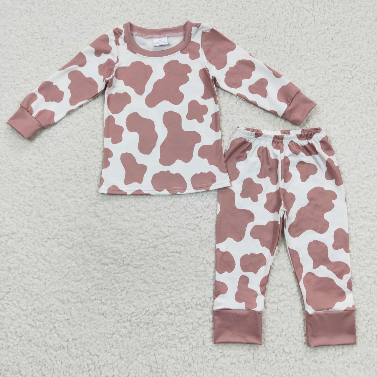 GLP0448 Pink Cow Print Long Sleeves Girls Kids Pajamas