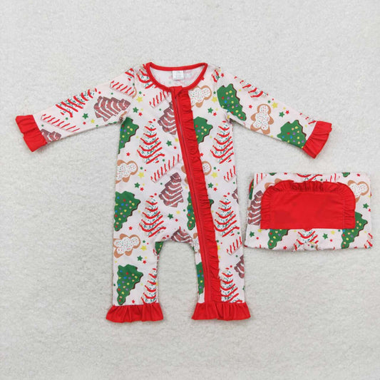 LR1149 bamboo Christmas tis the season cake red long sleeve girls romper