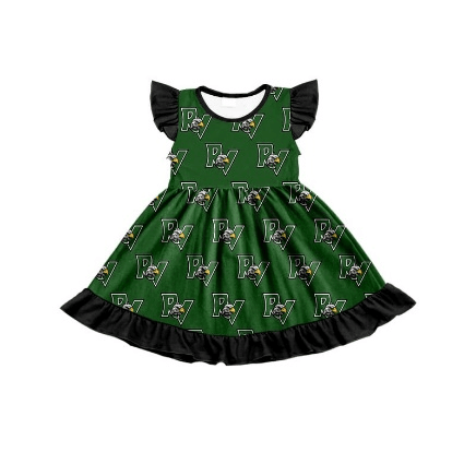 custom style RV eagle green flutter sleeve girls bows dress