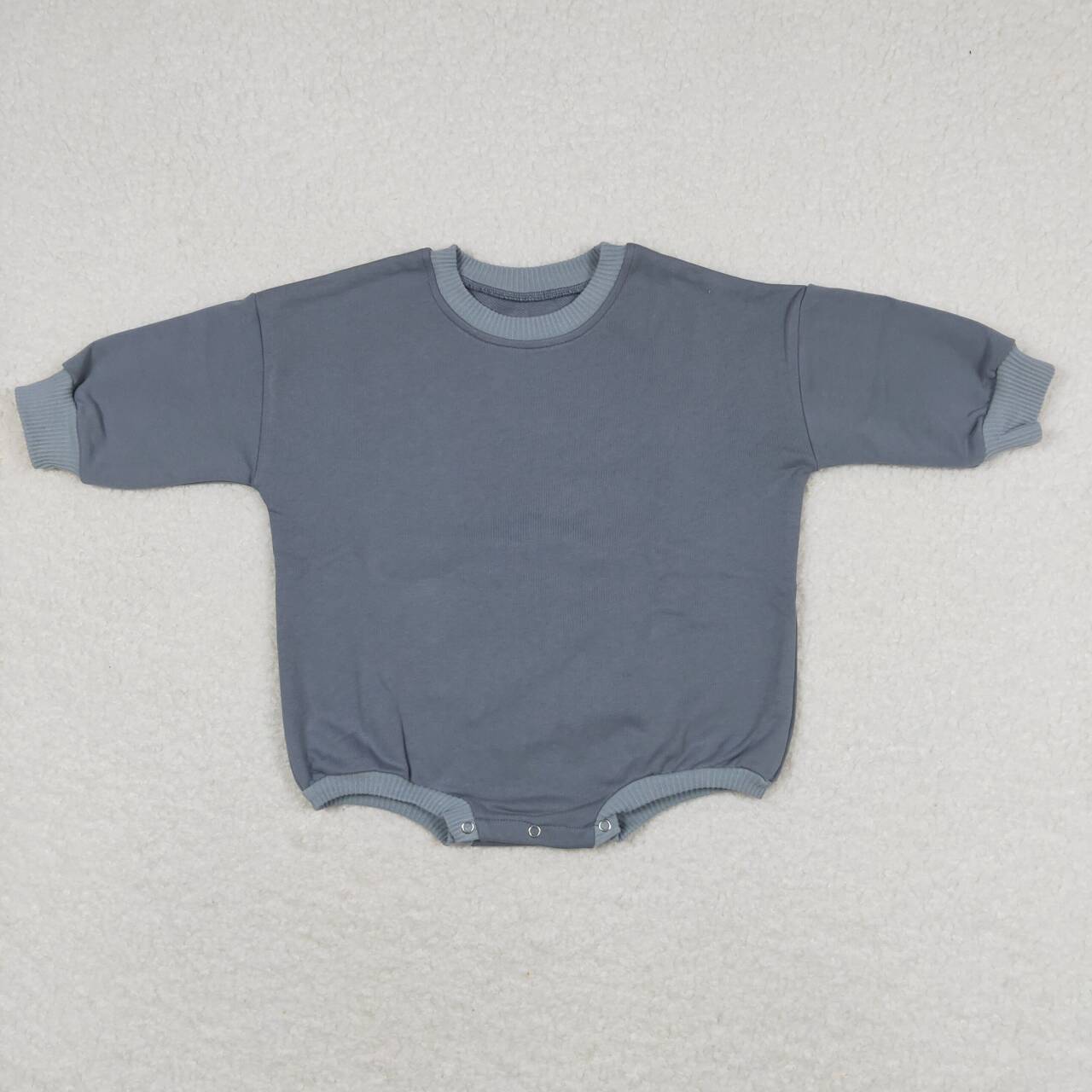 LR0928 grey blue cotton long sleeve girls romper