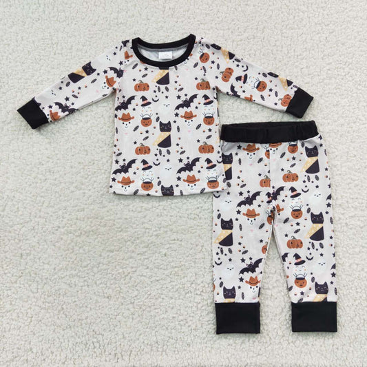 BLP0276 Halloween pumpkin bat long sleeve pants boys pajamas
