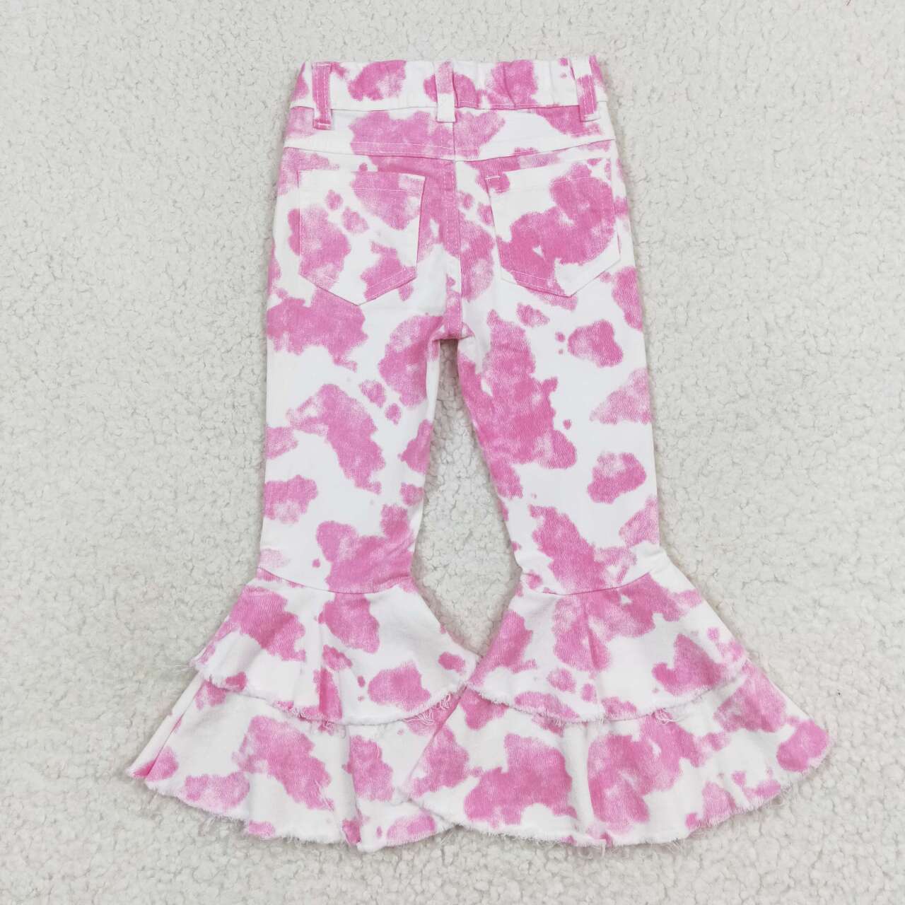 P0406  Hot Pink Print Denim Pants Girls Jeans