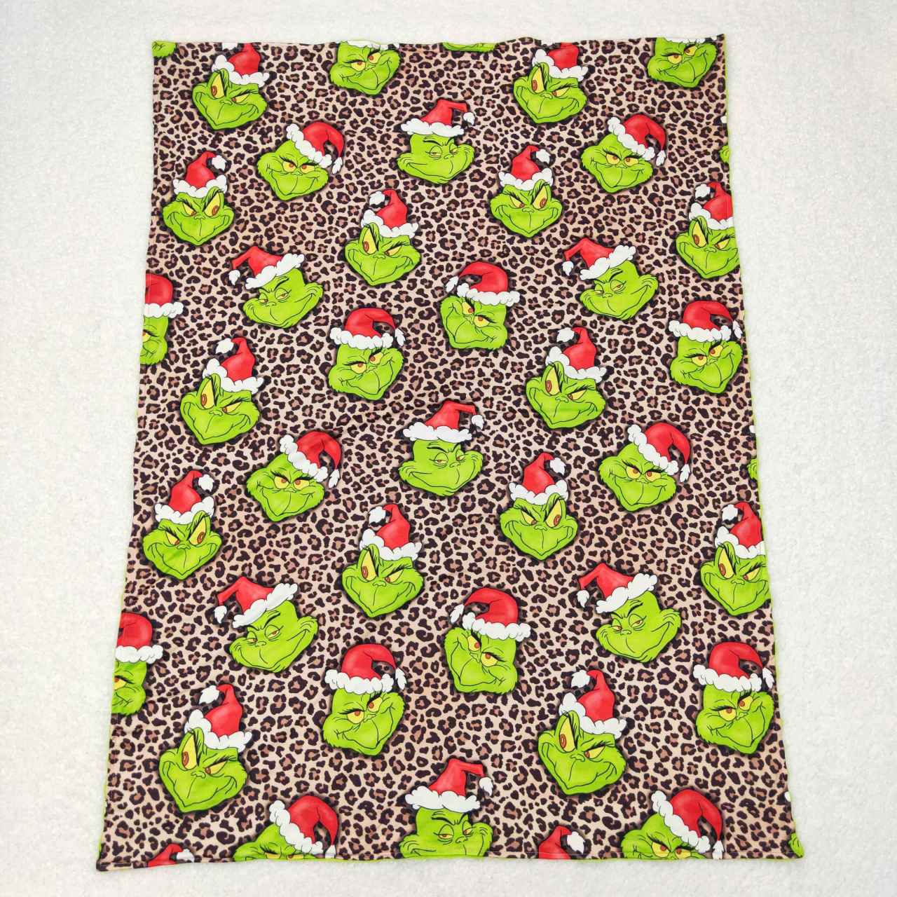 BL0090 Christmas green face leopard baby blanket