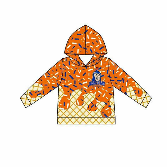 custom moq 3 football team ice orange long sleeve hoodie boys top