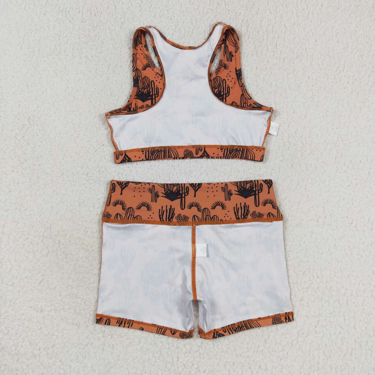 GSSO0902 cactus brown racer crop tanks shorts girls set