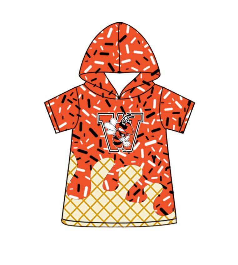 custom moq 3 football team ice orange short sleeve hoodie boys top