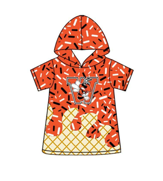 custom moq 3 football team ice orange short sleeve hoodie boys top
