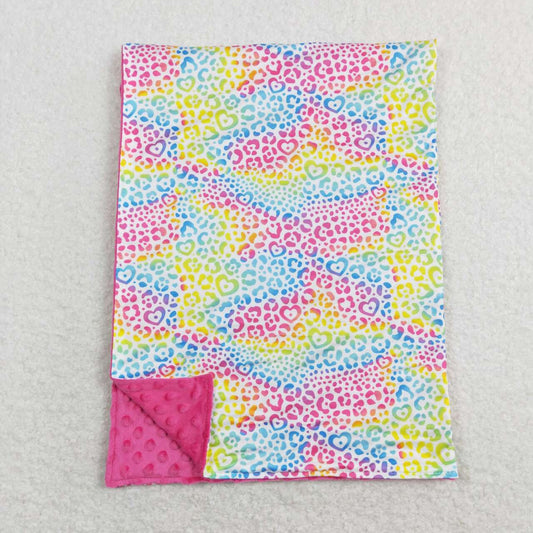 BL0121 Colorful Leopard Hot Pink Baby Blanket