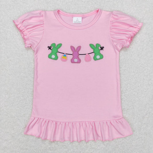 GT0391 Easter rabbit pink short sleeve girls top