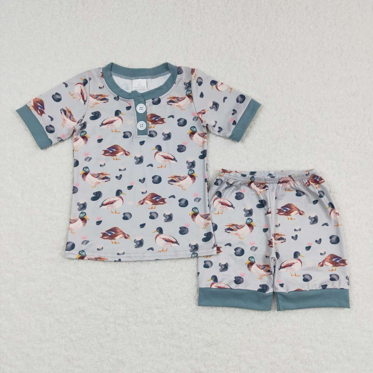 BSSO0282 Mallard truck grey short sleeve shorts boys set