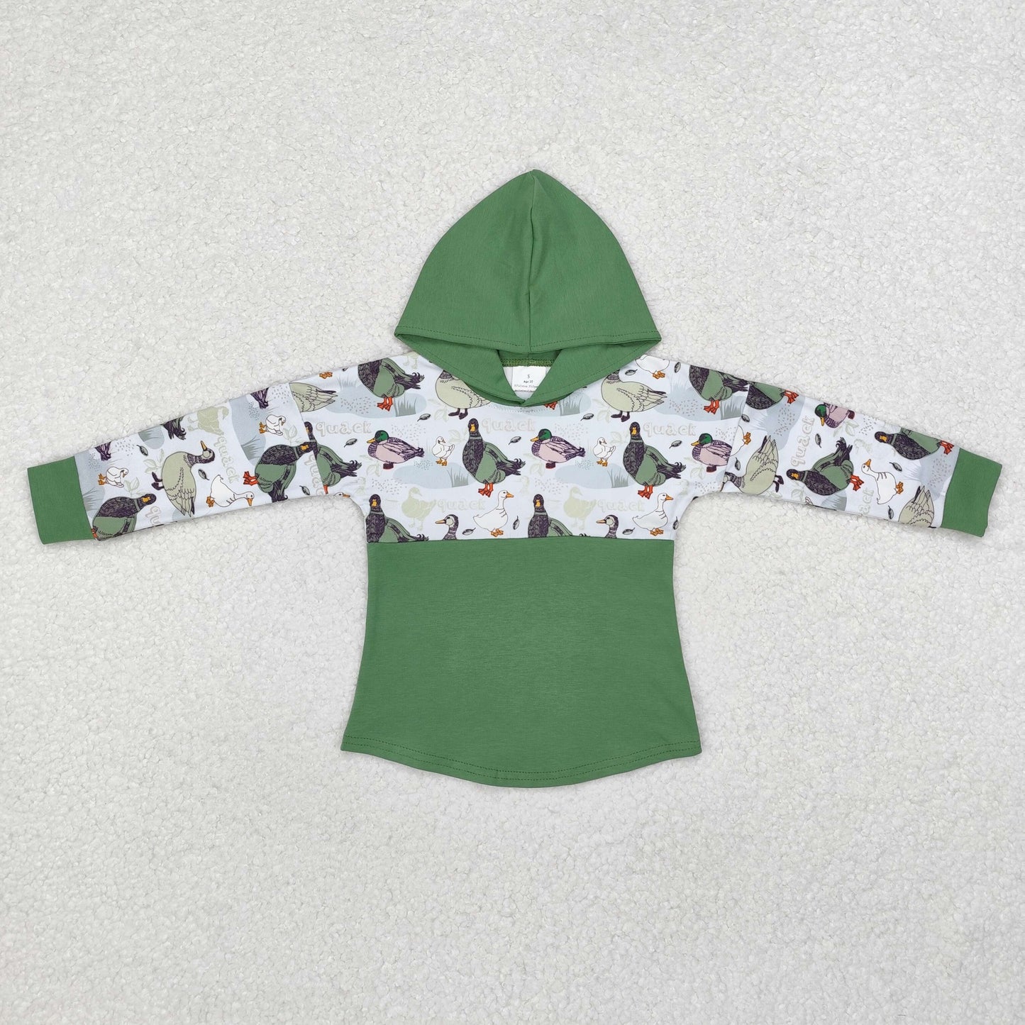 BT0357 Duck green long sleeve hoodie kids top