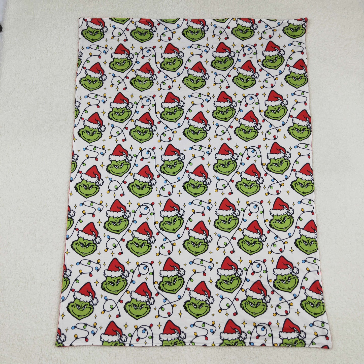 BL0222 Christmas green face light baby blanket
