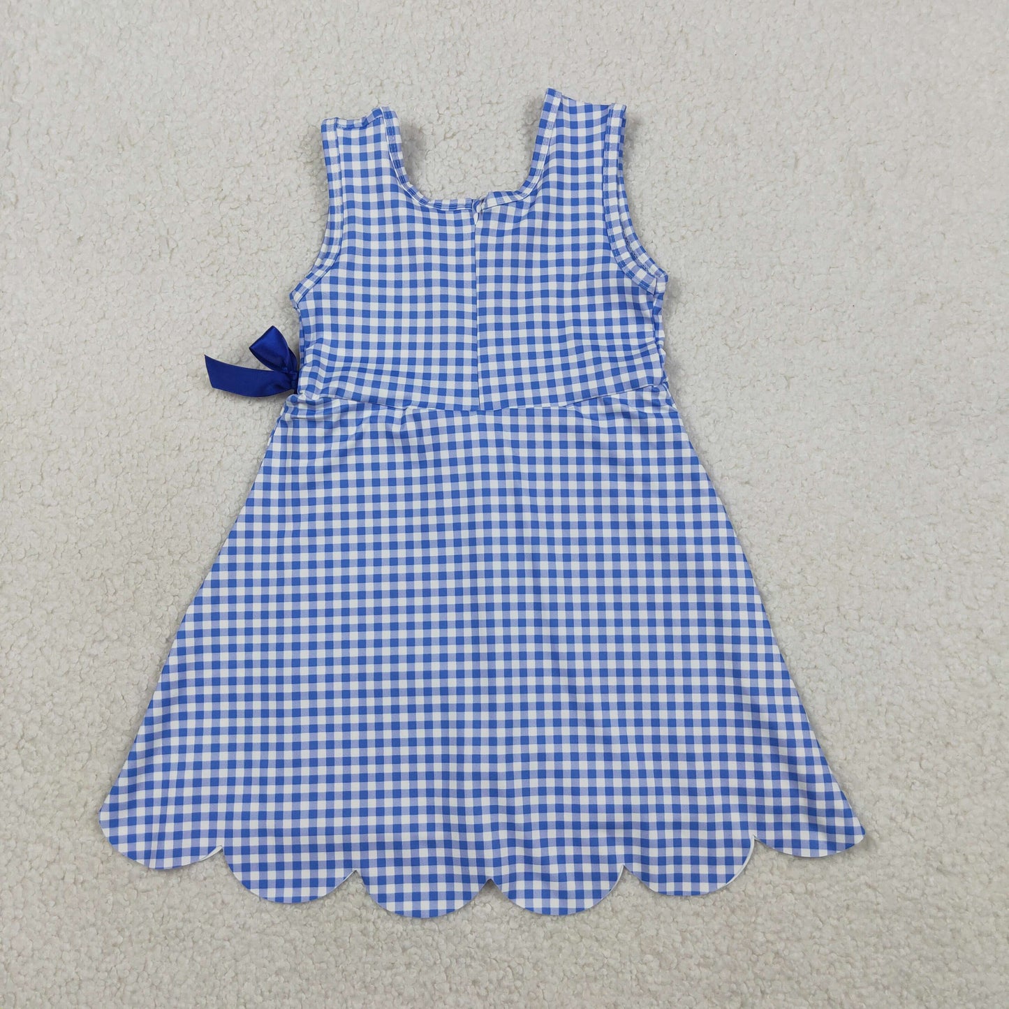 GSD3427 Yoga Blue Checkered Sleeveless Girls Dress