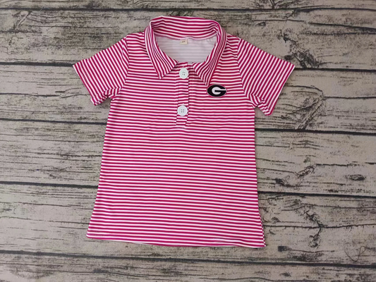 custom S 10.12 Red striped short sleeve boys top