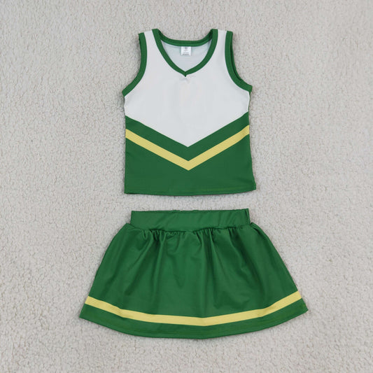 GSD4238 Yoga Green Sleeveless Bows Skorts Girls Set