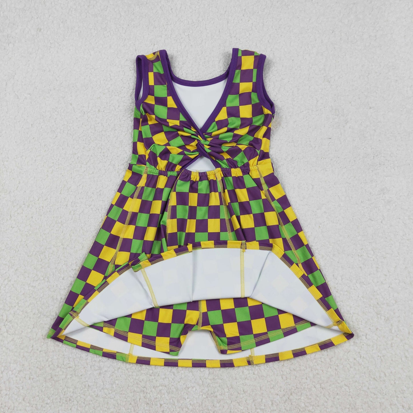 GSD2946 yoga Mardi Gras sleeveelss skorts girls dress