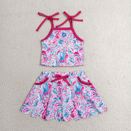 GSD3728 Yoga Hot Pink Top Skorts Girls Set