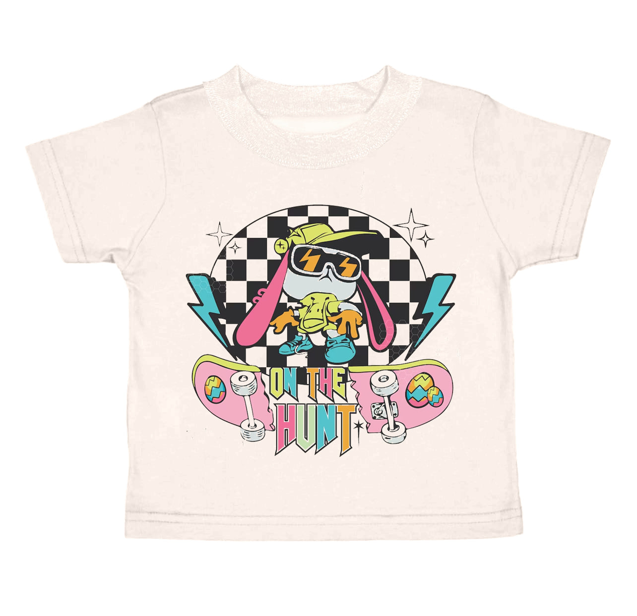 preorder Easter Cool Rabbit On The Hunt White Short Sleeve Kids Top