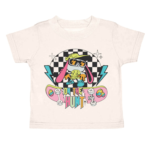 preorder Easter Cool Rabbit On The Hunt White Short Sleeve Kids Top