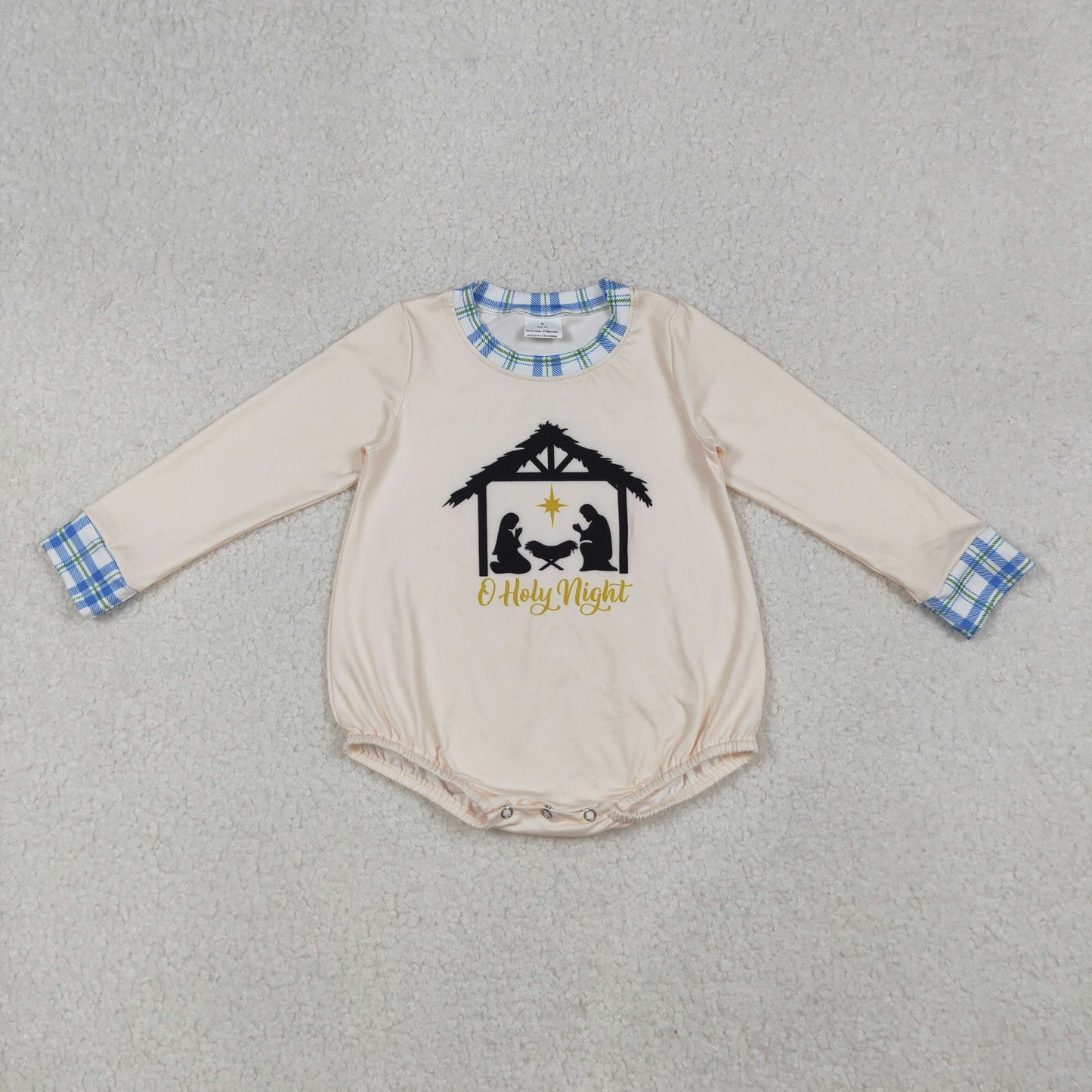 LR2292 holy night The Nativity Story long sleeve boys romper