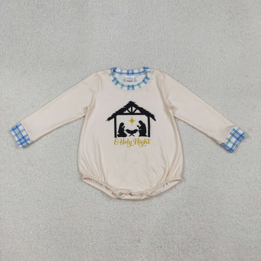 LR2292 holy night The Nativity Story long sleeve boys romper