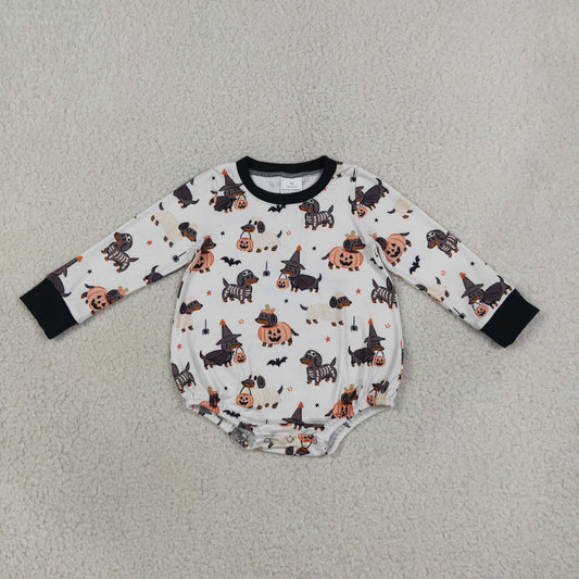 LR3238 Halloween Dog Long Sleeve Boys Romper
