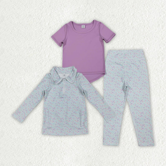 Yoga Blue Floral Set RTS Sibling Clothes